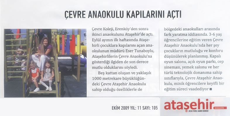 ÇEVRE ATAŞEHİR ANAOKULU KAPILARINI AÇTI